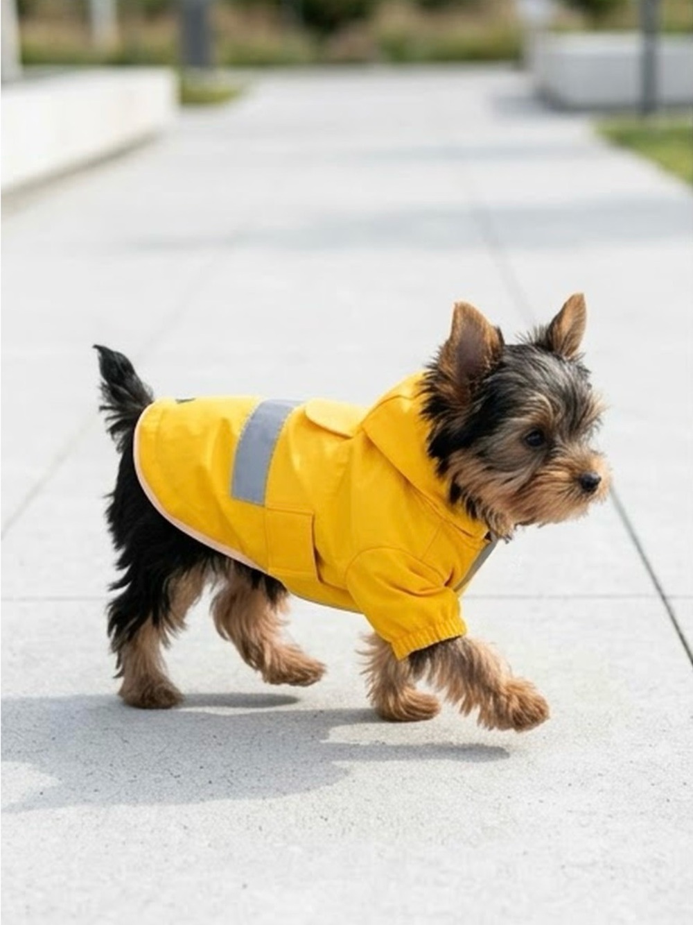 XS Yellow Dog Raincoat with Hood & Reflective Strip – Small Dog/Puppy